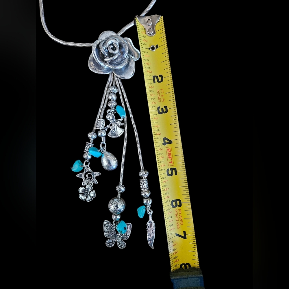 Silver Floral Pendant Necklace - Picture 5 of 13